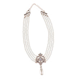 Maxbell Fashion Elegant Multi Layer Chain Choker Elegant Faux Pearl Necklace Pendant for Women