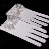 Maxbell Fashion Gauze Bow White Flower Girl Kids Wrist Gloves Wedding Party Constume