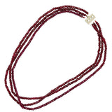 Maxbell Stylish Unique 3x4mm Natural Ruby Faceted Gemstone Beads Statement Necklace 3 Strands