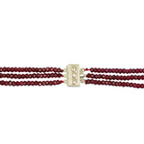 Maxbell Stylish Unique 3x4mm Natural Ruby Faceted Gemstone Beads Statement Necklace 3 Strands