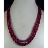 Maxbell Stylish Unique 3x4mm Natural Ruby Faceted Gemstone Beads Statement Necklace 3 Strands