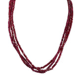 Maxbell Stylish Unique 3x4mm Natural Ruby Faceted Gemstone Beads Statement Necklace 3 Strands