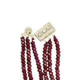 Maxbell Stylish Unique 3x4mm Natural Ruby Faceted Gemstone Beads Statement Necklace 3 Strands