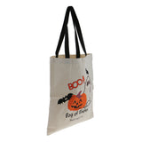 Maxbell Women Girls Cute Pumpkin and Ghost Print Handbag Cotton Canvas Tote Bags