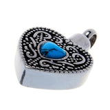 Maxbell Cremation Jewelry Artifical Blue Turquoise Heart Memorial Ash Holder Keepsake Urn Necklace Pendant