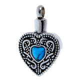 Maxbell Cremation Jewelry Artifical Blue Turquoise Heart Memorial Ash Holder Keepsake Urn Necklace Pendant