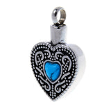 Maxbell Cremation Jewelry Artifical Blue Turquoise Heart Memorial Ash Holder Keepsake Urn Necklace Pendant