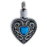 Maxbell Cremation Jewelry Artifical Blue Turquoise Heart Memorial Ash Holder Keepsake Urn Necklace Pendant