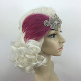Maxbell Bride1920s Pink Feather Fascinator Crystal Hair Band Headband Headpiece for Women Party