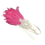 Maxbell Bride1920s Pink Feather Fascinator Crystal Hair Band Headband Headpiece for Women Party