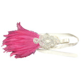 Maxbell Bride1920s Pink Feather Fascinator Crystal Hair Band Headband Headpiece for Women Party