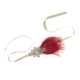 Maxbell Bride1920s Pink Feather Fascinator Crystal Hair Band Headband Headpiece for Women Party
