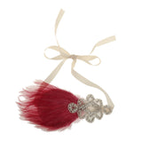 Maxbell Bride1920s Pink Feather Fascinator Crystal Hair Band Headband Headpiece for Women Party