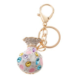 Maxbell Opal Money Purse Keychain Keyring Bag Car Charm Key Chain Ring Pendant Gifts White