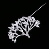 Maxbell Clear Crystal Trees Leaves Brooch Pins Wedding Bride Groom Fashion Accessory