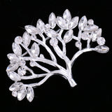 Maxbell Clear Crystal Trees Leaves Brooch Pins Wedding Bride Groom Fashion Accessory