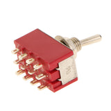 Maxbell 5pcs Red On/On Mini Toggle Switch 12 PIN 4PDT Length 35mm