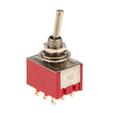 Maxbell 5pcs Red On/On Mini Toggle Switch 9 PIN 3PDT Length 35mm