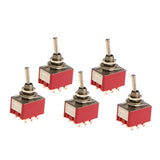 Maxbell 5pcs Red On/On Mini Toggle Switch 9 PIN 3PDT Length 35mm