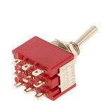 Maxbell 5pcs Red On/On Mini Toggle Switch 9 PIN 3PDT Length 35mm