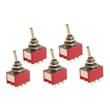 Maxbell 5pcs Red On/On Mini Toggle Switch 9 PIN 3PDT Length 35mm
