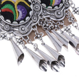 Maxbell Lady Fashion Stud Earings Retro Multicolor Embroidery Tassels Dangle Earrings Purple