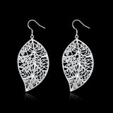 Maxbell Fashion Silver Plated Filigree Leaf Long Drop Dangle Earring Jewelry