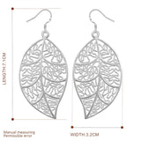 Maxbell Fashion Silver Plated Filigree Leaf Long Drop Dangle Earring Jewelry