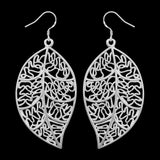 Maxbell Fashion Silver Plated Filigree Leaf Long Drop Dangle Earring Jewelry