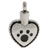 Maxbell Fashion Memorial Dog Paw Heart Cremation Pendant Urn Pet Ash Holder