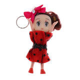 Maxbell Key Chain Split Ring 10cm Polka Dot Bowknot Girl Doll Charm Woman Accessory