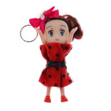 Maxbell Key Chain Split Ring 10cm Polka Dot Bowknot Girl Doll Charm Woman Accessory