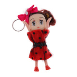 Maxbell Key Chain Split Ring 10cm Polka Dot Bowknot Girl Doll Charm Woman Accessory