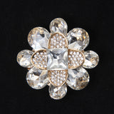 Maxbell Women Party Fashion Gold Alloy Crystal Petals Clothing Accessory Flower Brooch