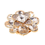 Maxbell Women Party Fashion Gold Alloy Crystal Petals Clothing Accessory Flower Brooch