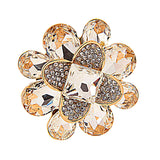 Maxbell Women Party Fashion Gold Alloy Crystal Petals Clothing Accessory Flower Brooch