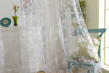 Maxbell Flocking Peony Sheer Curtain Panel Window Tulle Divider White 100*200cm