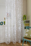 Maxbell Flocking Peony Sheer Curtain Panel Window Tulle Divider White 100*200cm