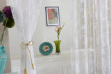 Maxbell Flocking Peony Sheer Curtain Panel Window Tulle Divider White 100*200cm