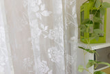 Maxbell Flocking Peony Sheer Curtain Panel Window Tulle Divider White 100*200cm