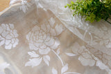 Maxbell Flocking Peony Sheer Curtain Panel Window Tulle Divider White 100*200cm