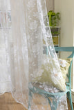 Maxbell Flocking Peony Sheer Curtain Panel Window Tulle Divider White 100*200cm