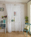 Maxbell Flocking Peony Sheer Curtain Panel Window Tulle Divider White 100*200cm