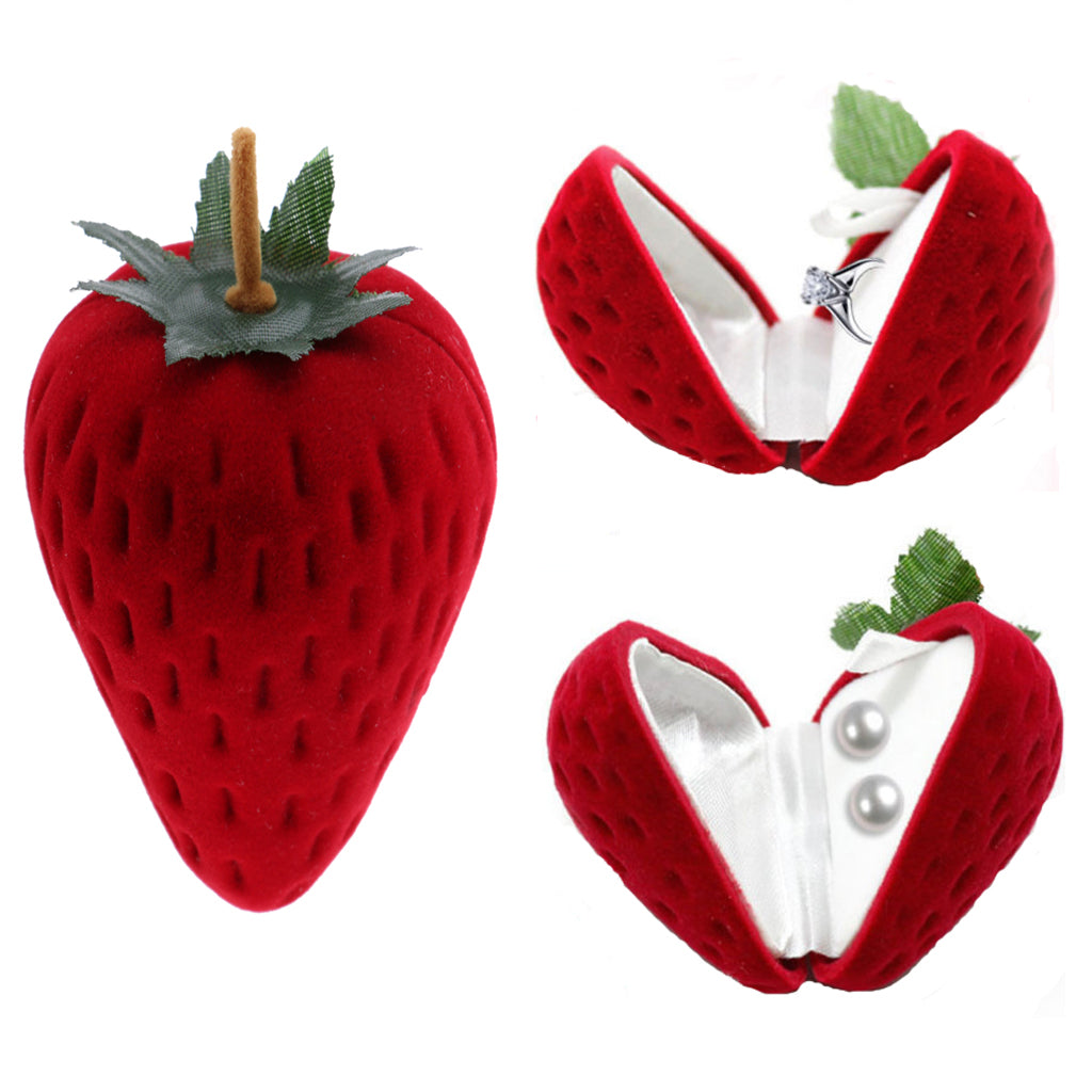 Maxbell Small Strawberry Jewelry Box Wedding Party Earring Gift Trinket Accessory