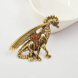 Maxbell Fashion Antique Gold Punk Pterosaur Design Crystal Brooch Pin Jewelry Gift