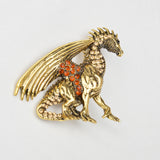 Maxbell Fashion Antique Gold Punk Pterosaur Design Crystal Brooch Pin Jewelry Gift