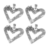 Maxbell 4pcs Antique Silver Heart Dangle Pendants Charms Jewelry Bracelet Making