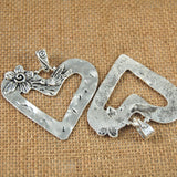 Maxbell 4pcs Antique Silver Heart Dangle Pendants Charms Jewelry Bracelet Making