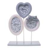 Maxbell Set of 3pcs Wooden Photo Picture Frame Free Standing Oval Love Heart Shape