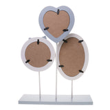 Maxbell Set of 3pcs Wooden Photo Picture Frame Free Standing Oval Love Heart Shape